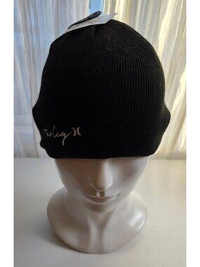 New With Tags. Black Hurley Script Staple Beanie